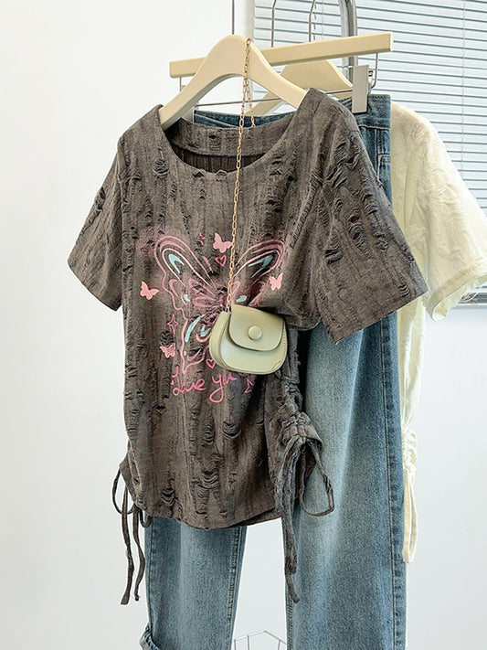 バタフライダメージTシャツ