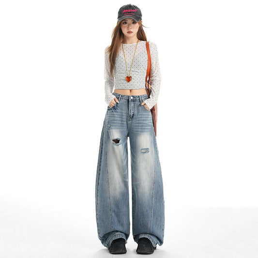 ルーズフィットダメージデニム