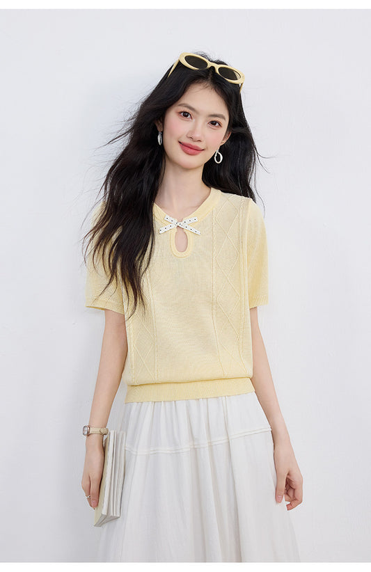 リボンキーホールサマーニット